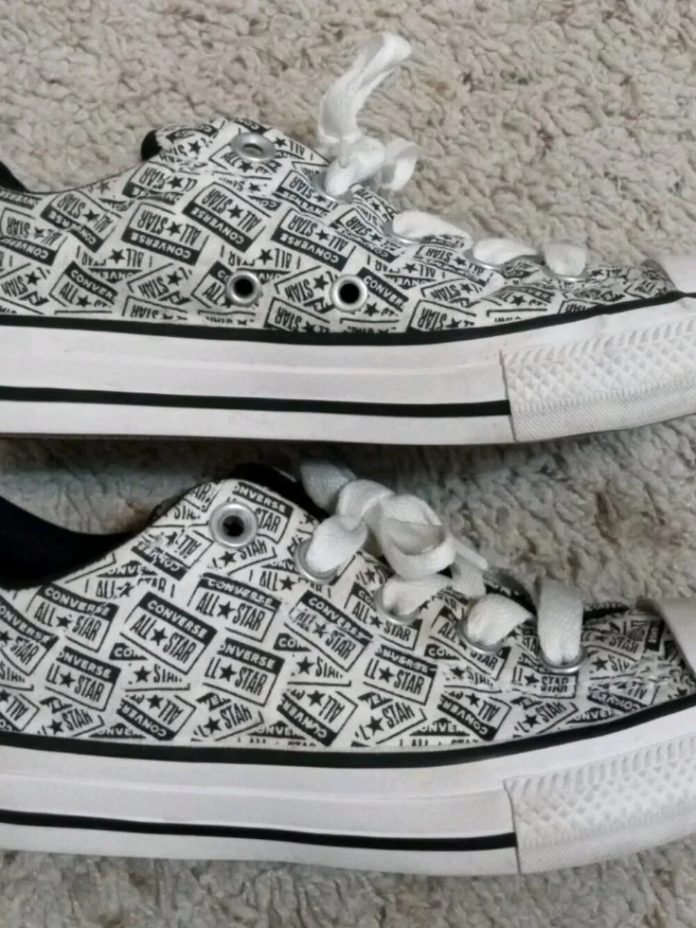 Converse CTAS Street Lace Up White/Black All Over Print Kids Sneakers-Size 2